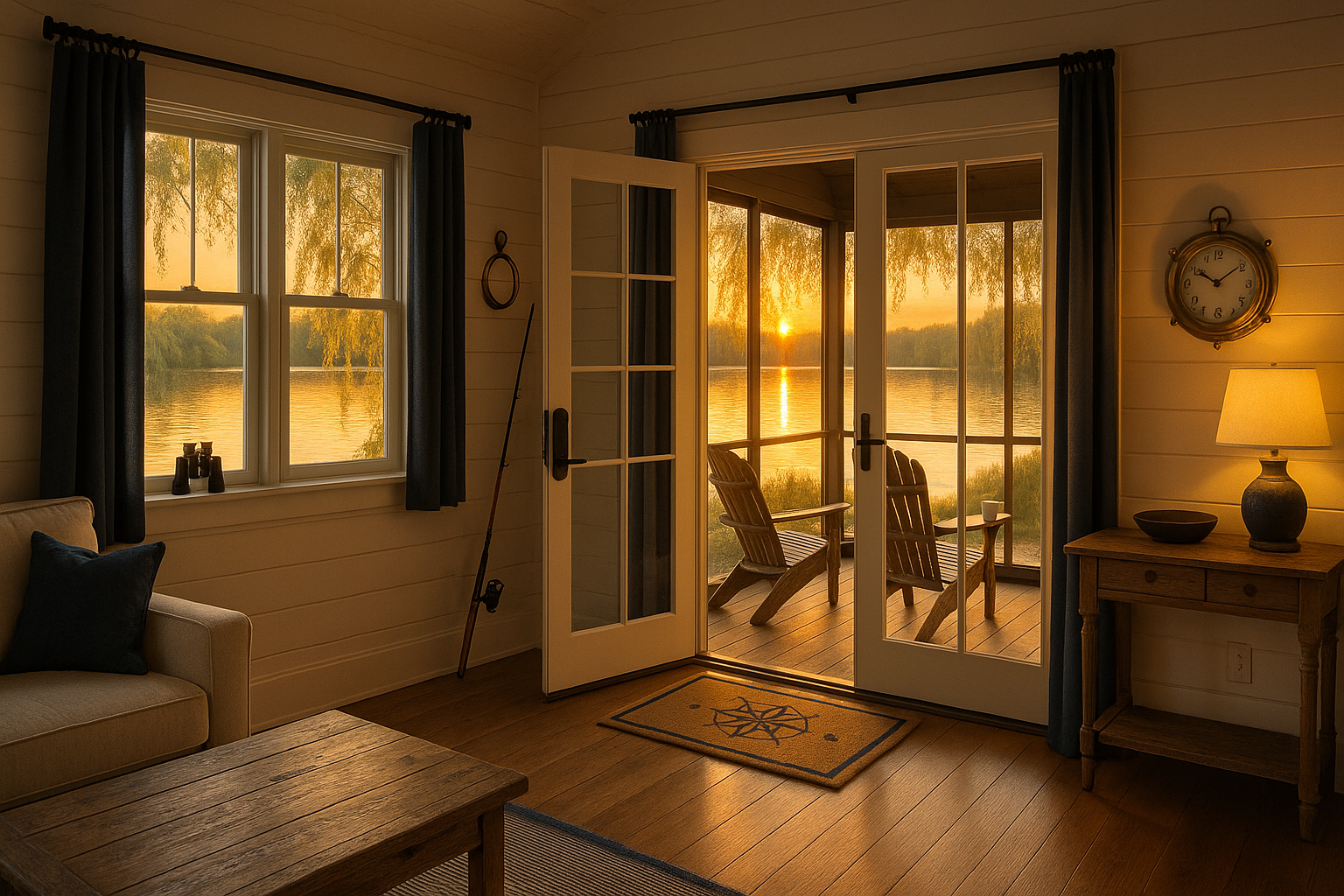 Waterfront cottage interior