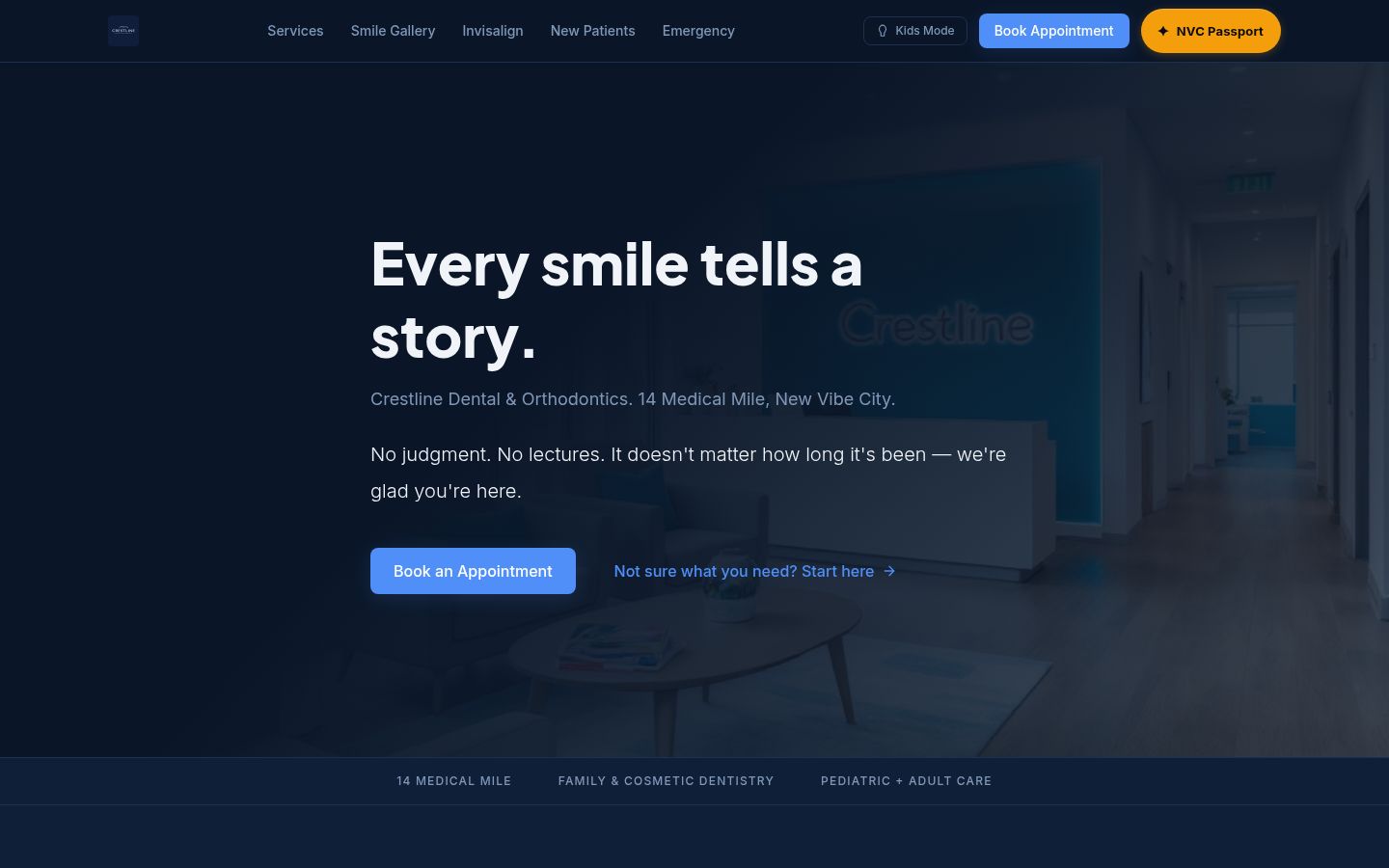 Crestline Dental & Orthodontics website screenshot