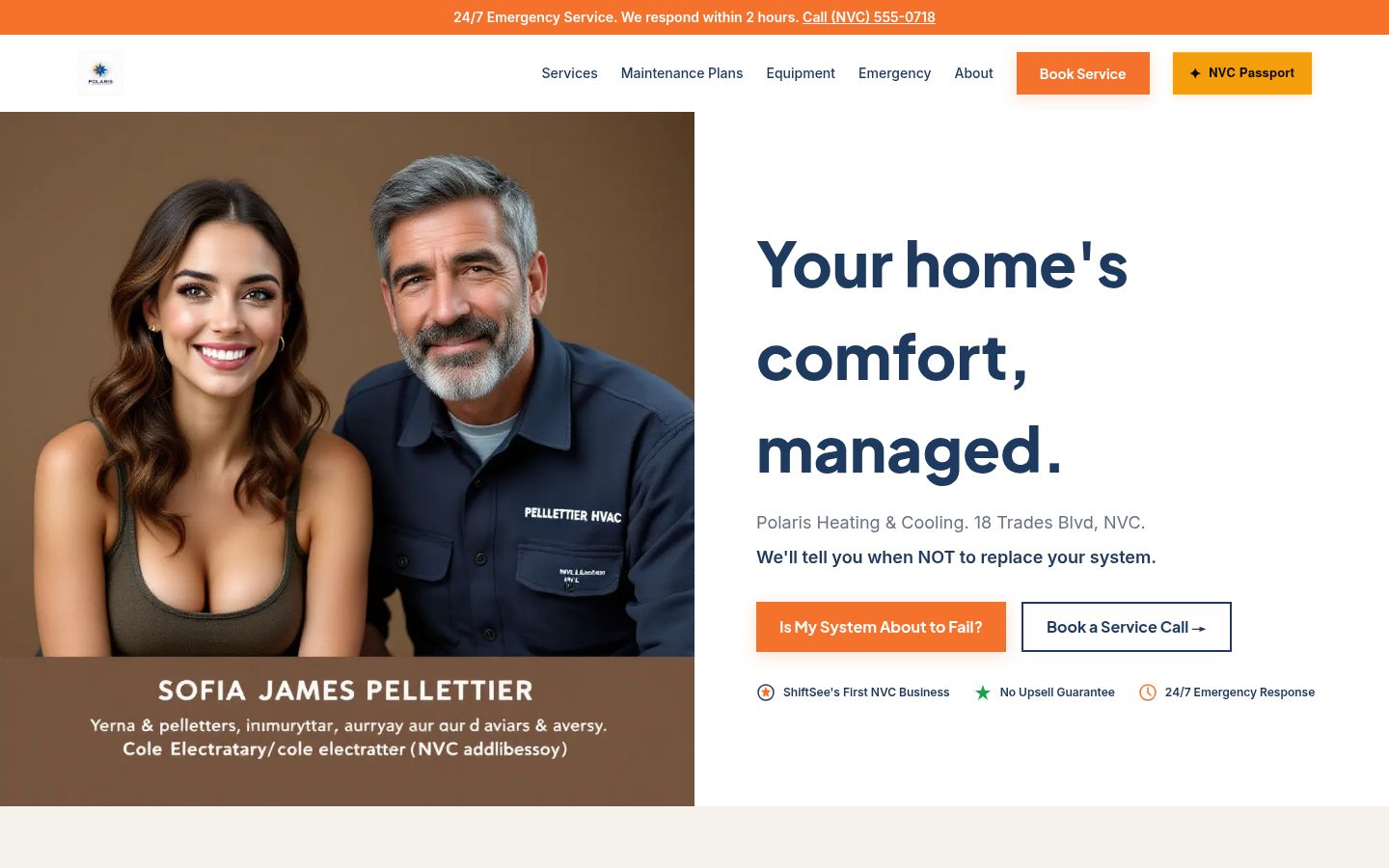 Polaris Heating & Cooling website screenshot