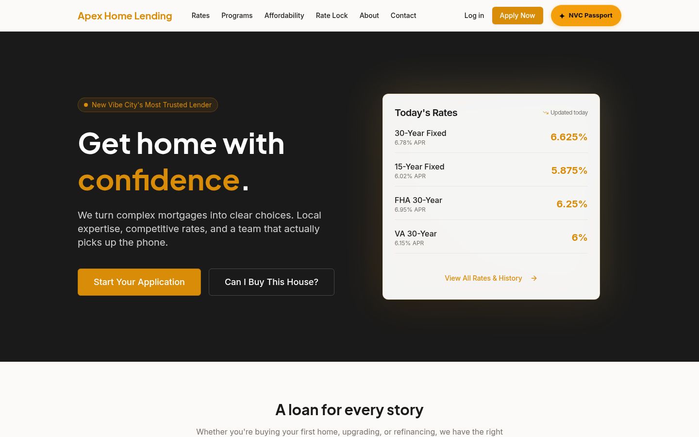 Apex Home Lending website screenshot