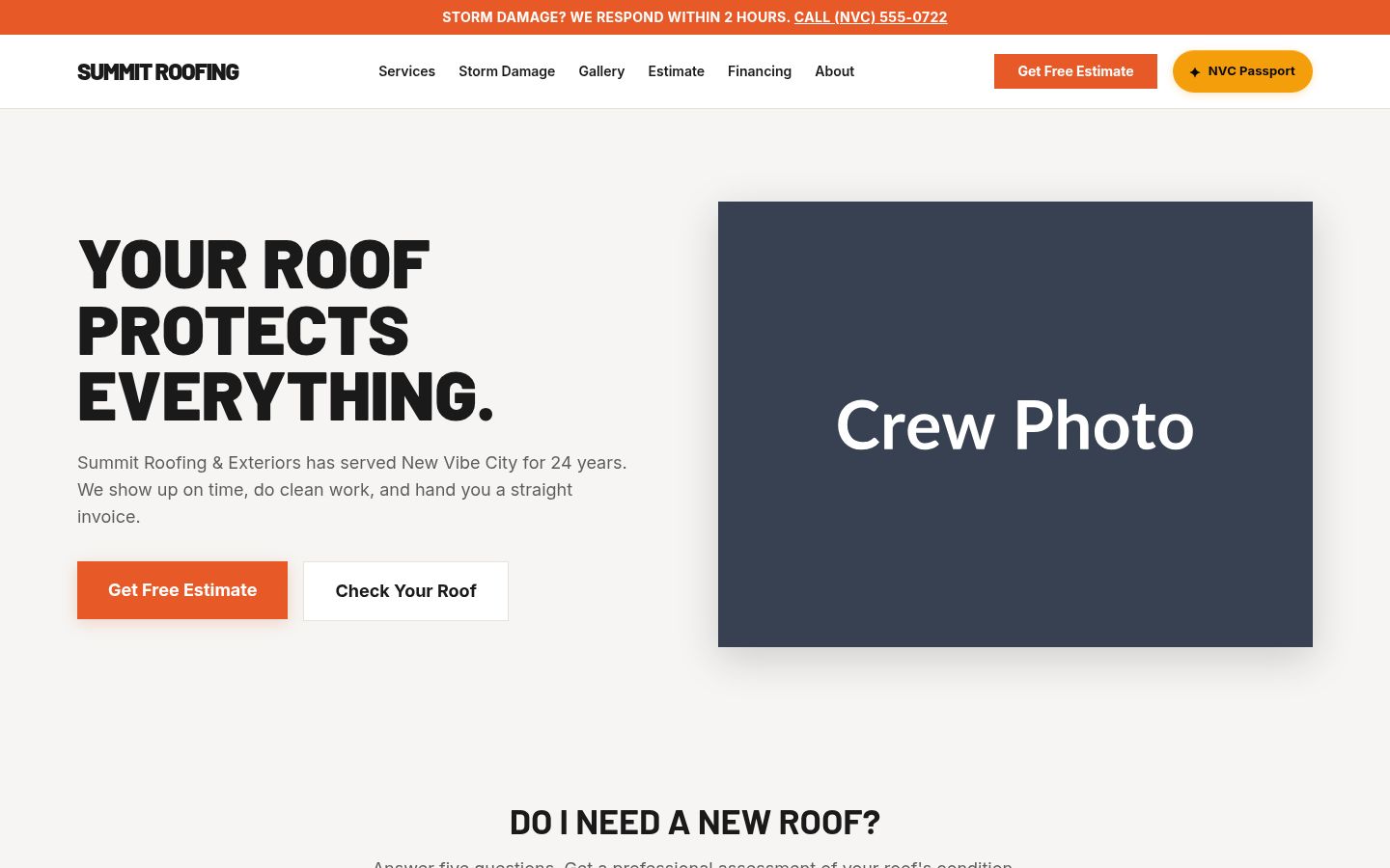 Summit Roofing website screenshot
